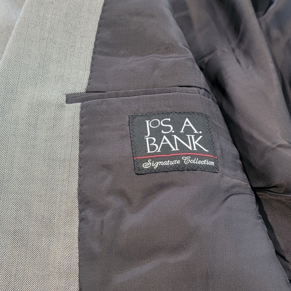 40L Men's Jos. A Bank Blazer Silver Gray Herringbone Silk & Wool Sport Coat - Picture 8 of 10